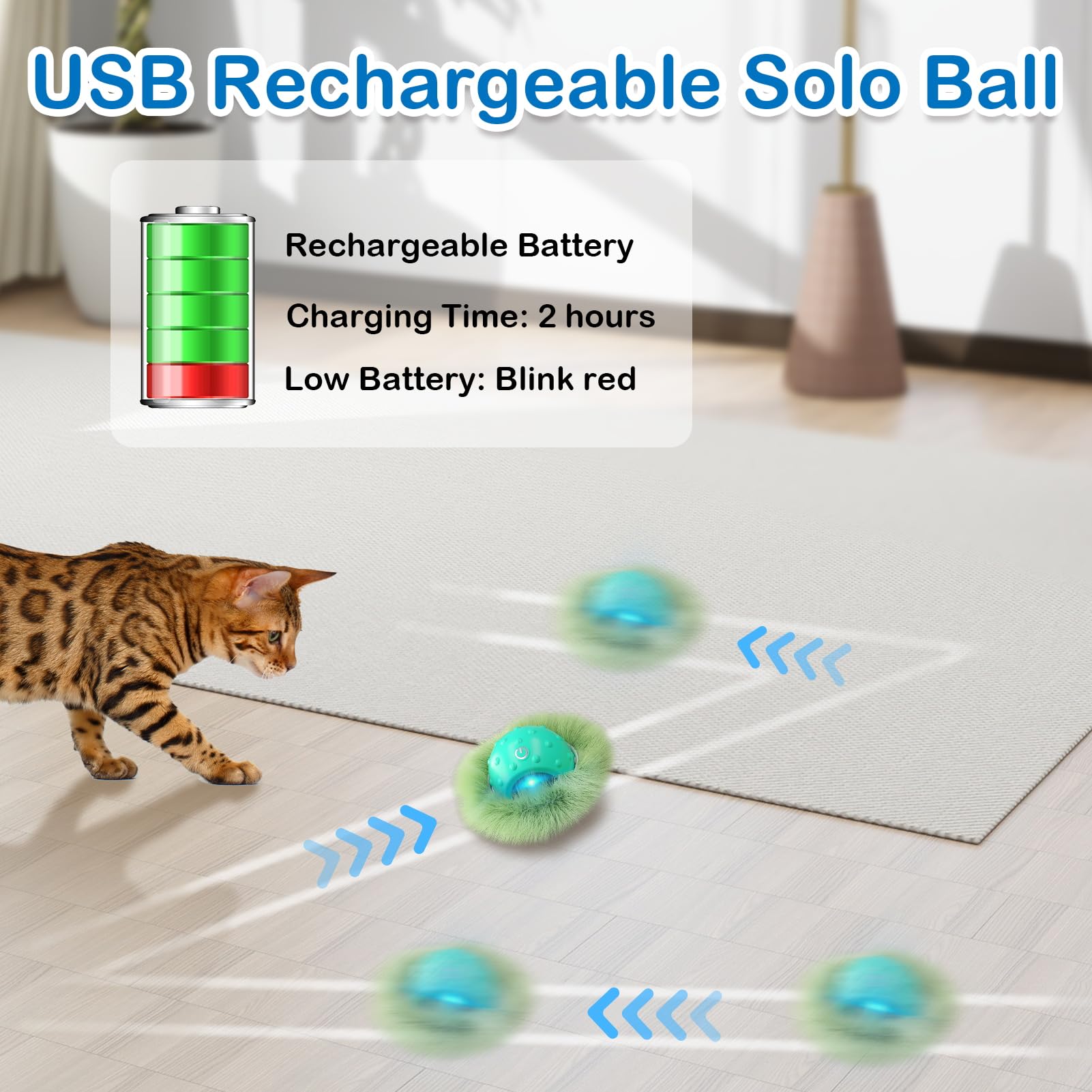 Waaiio Interactive Cat Toys For Indoor Cats,Automatic Moving Cat Ball In Pouch,Chirping Stimulation,Hide-N-Seek Chase Exercise G